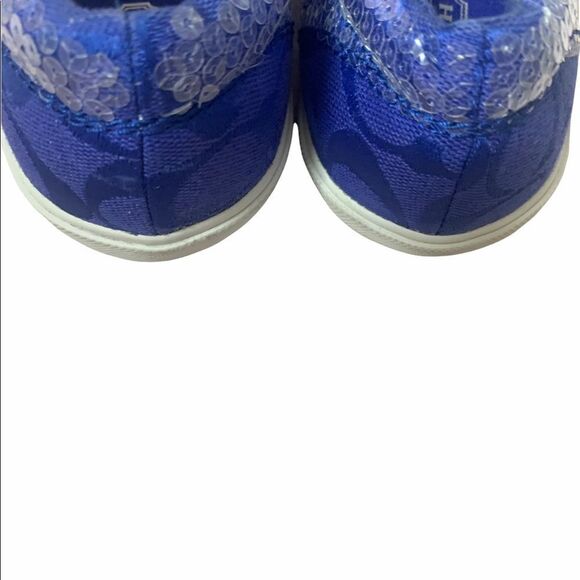 Coach Blue Sequin Slip On Sneakers Mob Wife  Sz 6.5 - Picture 4 of 4